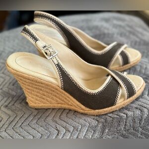 Banana Republic Woman’s Brown and Cream Wedge Sandals; Size 8